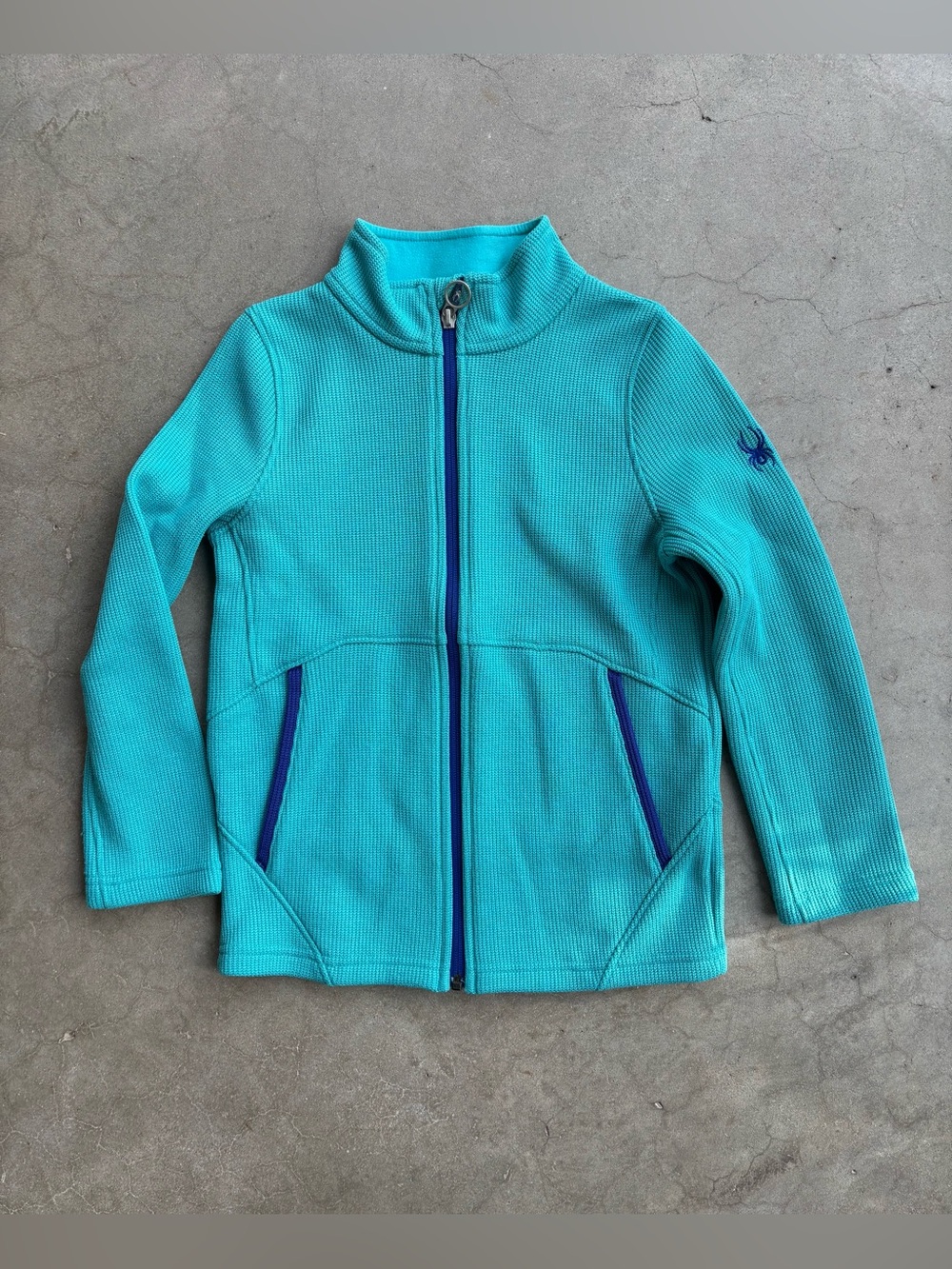Spyder Youth M 10/12 Endure Stryke Sweater Knit Fleece Mid-Layer Jacket Teal